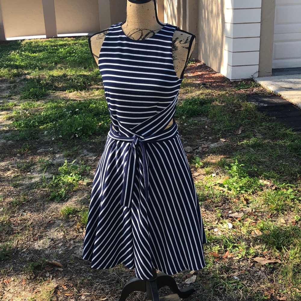 Hutch Navy and White Striped Dress